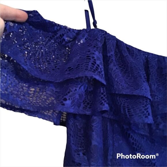 Kensie Off The Shoulder Ruffle Lace Dress - Picture 2 of 3